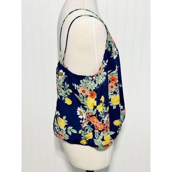 Forever 21 Criss Cross Floral Sleeveless Spaghetti Strap Tank Top Blue Plus 1X - Picture 4 of 9